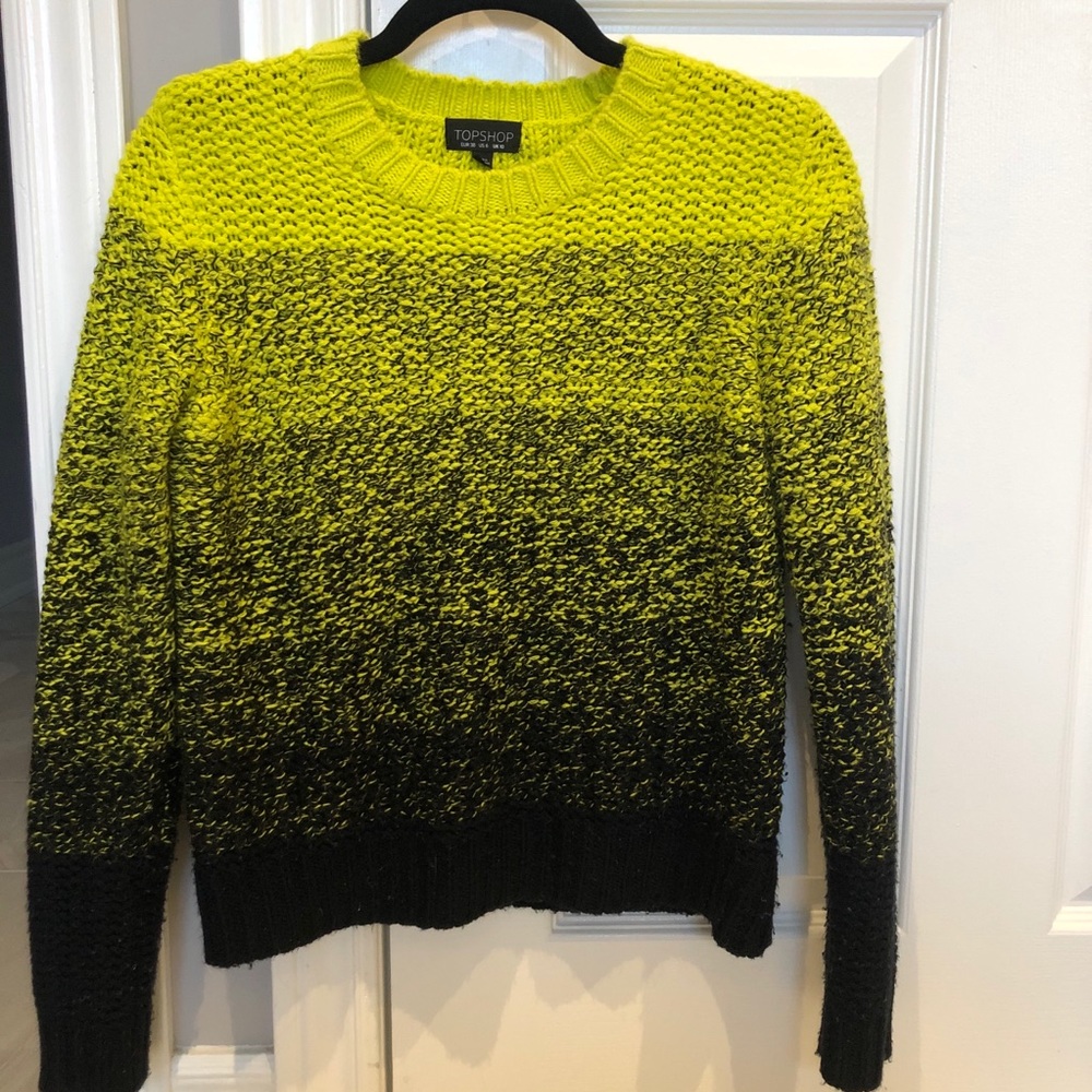 TOPSHOP Yellow to Black Gradient Knit Sweater